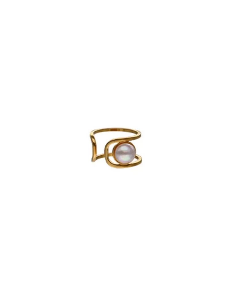 Anillos Medianos | Majorica Anillo Atenea Dorado Con Perla De Media Bola