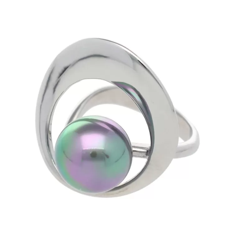 Anillos Grandes | Majorica Anillo Con Perla Gris Petra En Acero