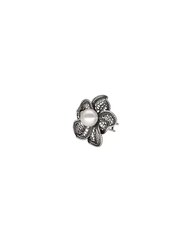Anillos Grandes | Majorica Anillo De Perla Peregrina Con Filigrana En Flor