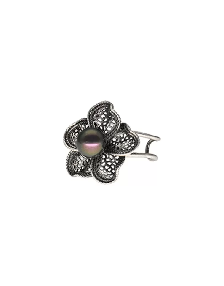 Anillos Medianos | Majorica Anillo De Perla Tahiti Peregrina En Flor