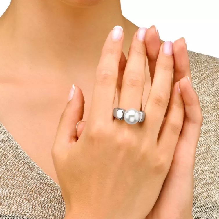 Anillo Solitario | Majorica Anillo Nuada Plata Con Perla Blanca 12Mm