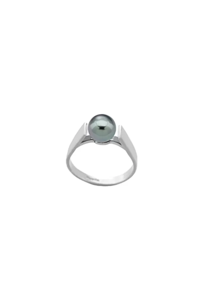 Anillo Solitario | Majorica Anillo Nuada Plata Con Perla Gris 7Mm