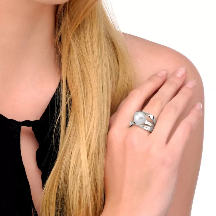 Anillos Plata | Majorica Anillo Planet Con Perla Blanca 12Mm