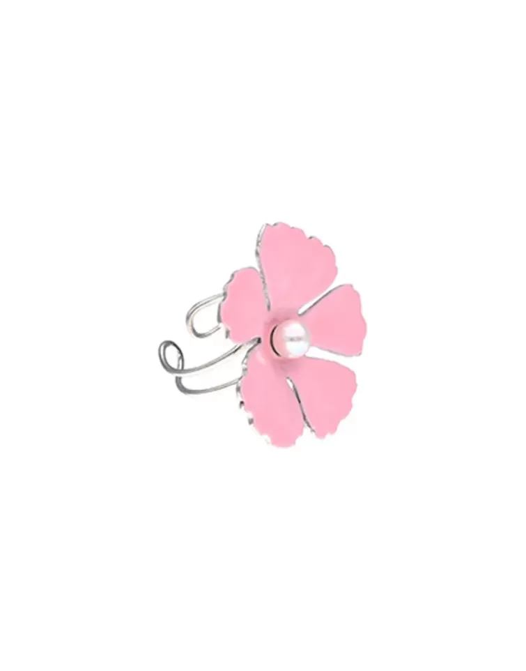 Anillos Grandes | Majorica Anillo Santorini Flor Grande Rosa De Plata