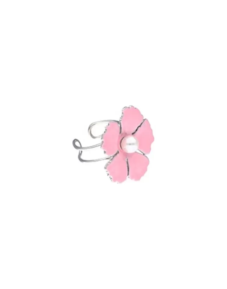 Anillos Medianos | Majorica Anillo Santorini Flor Pequeno Rosa De Plata