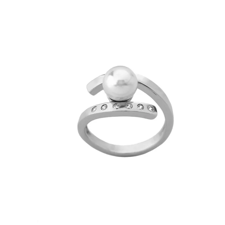 Anillos Medianos | Majorica Anillo Selene Plata Con Perla Y Circonitas