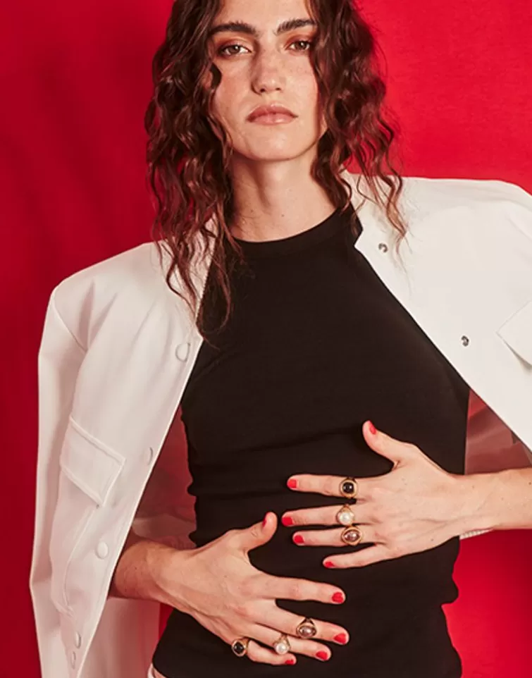 Anillos Grandes | Majorica Anillo Sello Zale Con Perla Cuadrada Negra