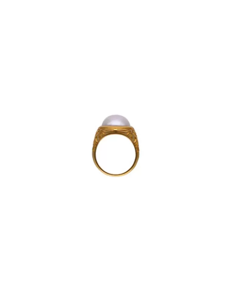 Anillos Grandes | Majorica Anillo Sello Zale Con Perla Media Bola Blanca