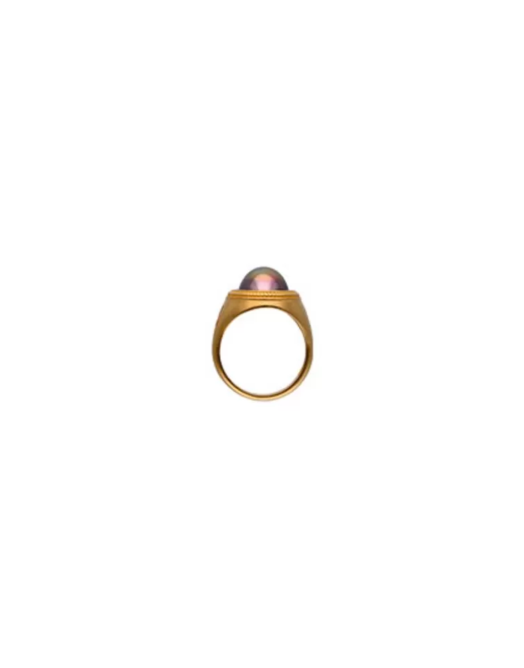 Anillos Grandes | Majorica Anillo Sello Zale Con Perla Ovalada Berenjena