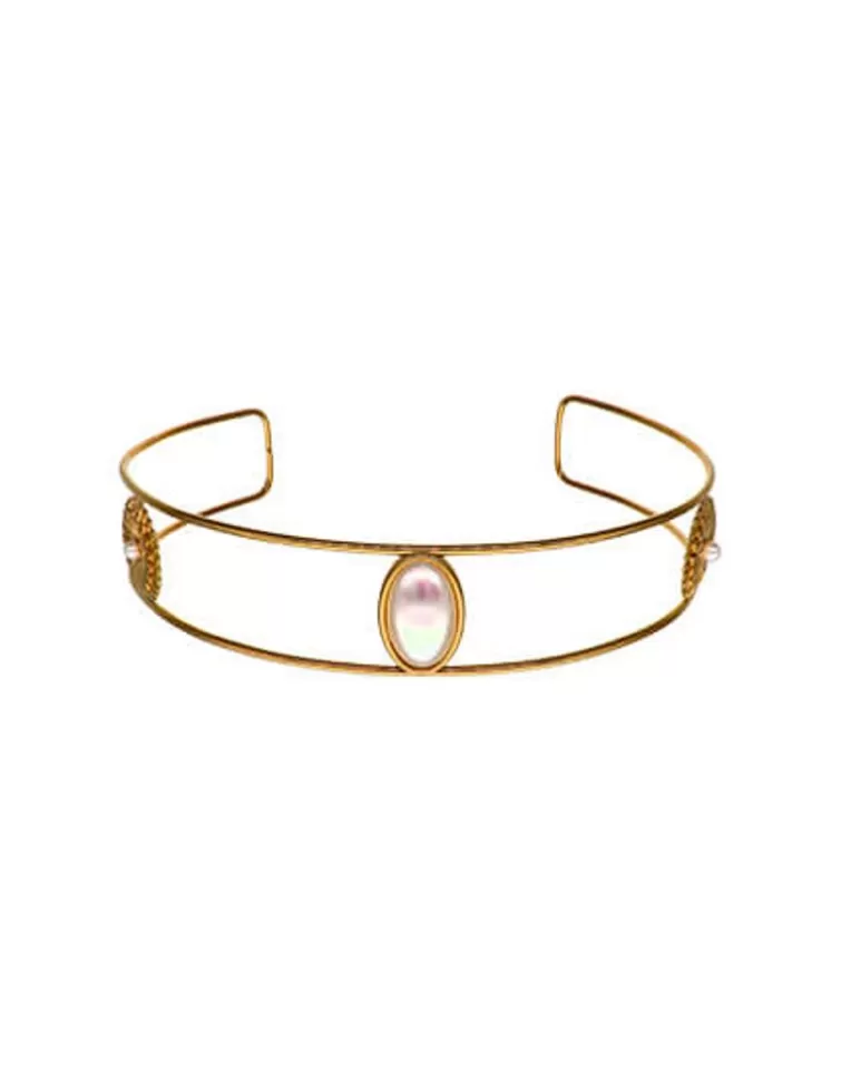 Gargantillas De Perlas | Majorica Choker Symi Dorado Con Perlas Blancas