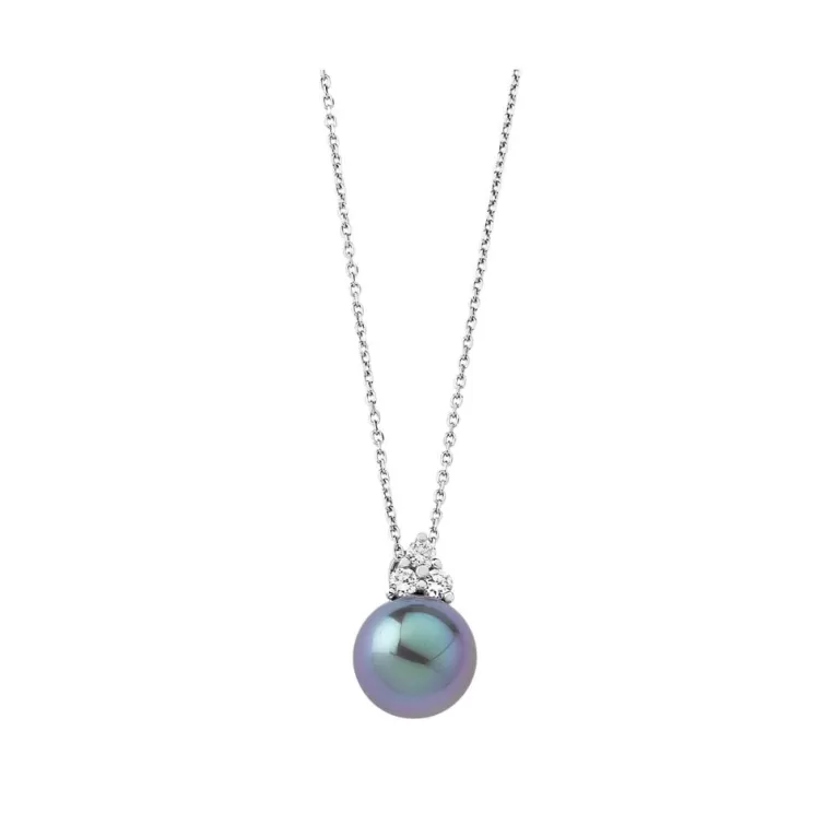 Colgantes Con Cadena | Majorica Colgante Ceres Con Perla Gris Y Circonitas