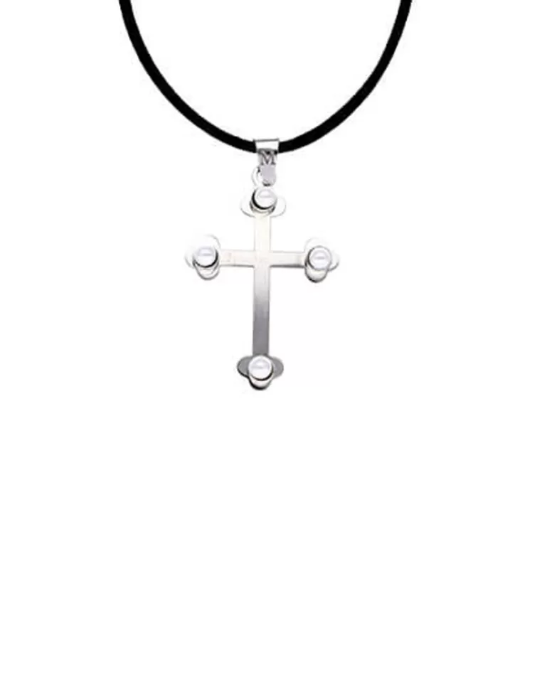 Colgante Cadena | Majorica Colgante Cruz De Trinidad En Plata Y Con Perlas
