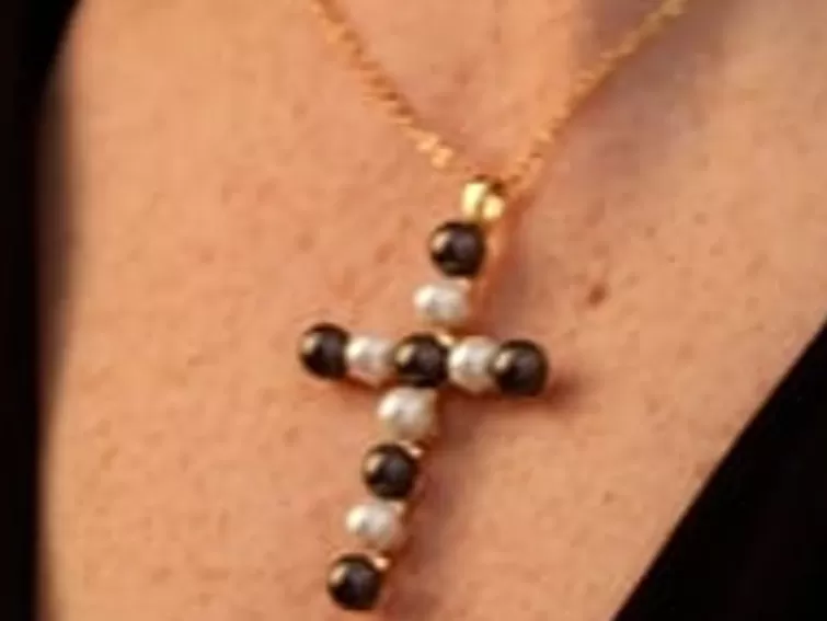 Colgante Cadena | Majorica Colgante Cruz Dorado Con Perlas Tahiti Y Blancas