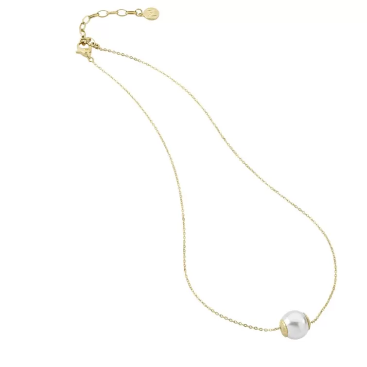 Colgantes Con Cadena | Majorica Colgante Largo Nuada 12Mm Dorado