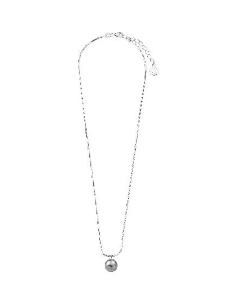 Colgantes Con Cadena | Majorica Colgante Nuada 10Mm Plata Con Perla Gris