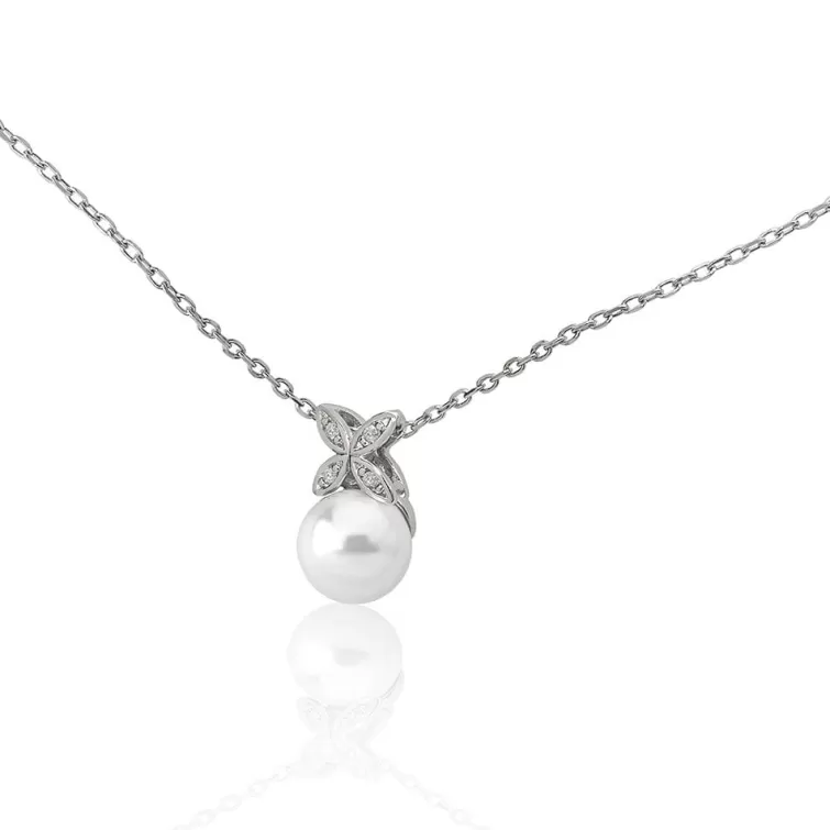Collares Para Boda | Majorica Colgante Romance Con Perla Redonda Y Circonitas