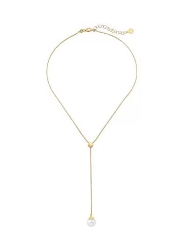 Cadenas Con Perlas | Majorica Collar Alba En Plata Dorada Y Perla Blanca