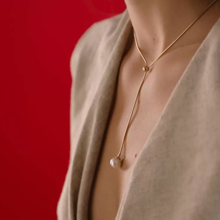 Cadenas Con Perlas | Majorica Collar Aura Ajustable Corto De Acero Dorado