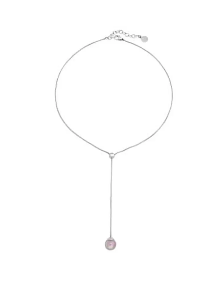 Cadenas Con Perlas | Majorica Collar Aura Ajustable De Acero Perla Nuage
