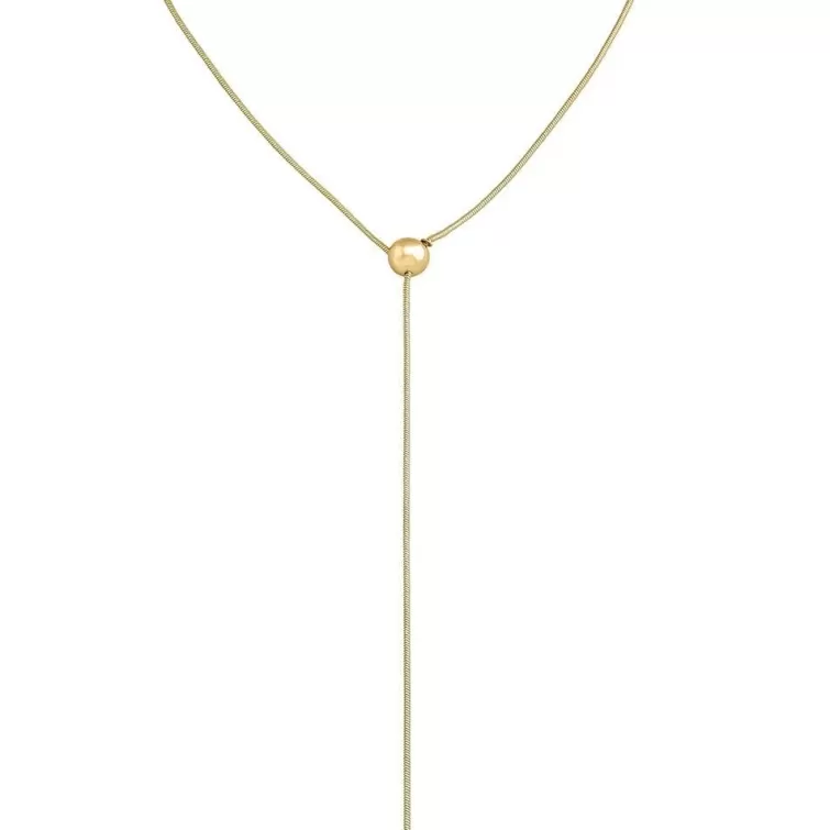 Cadenas Con Perlas | Majorica Collar Aura Ajustable Largo De Acero Dorado