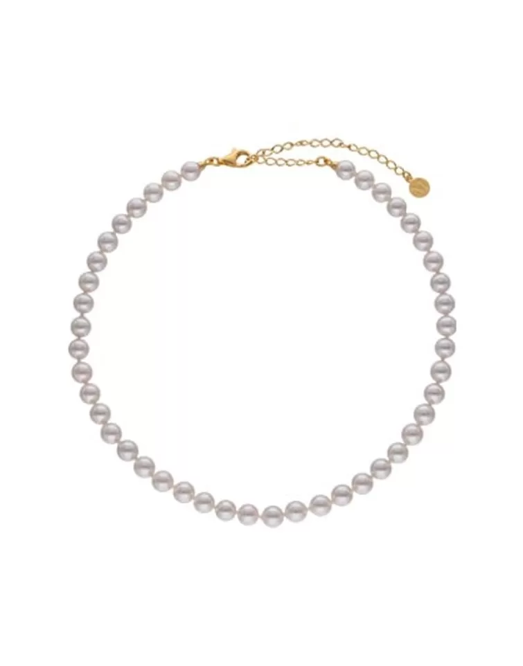 Collares De Perlas Largos | Majorica Collar Ballet Dorado Con Perlas 6Mm