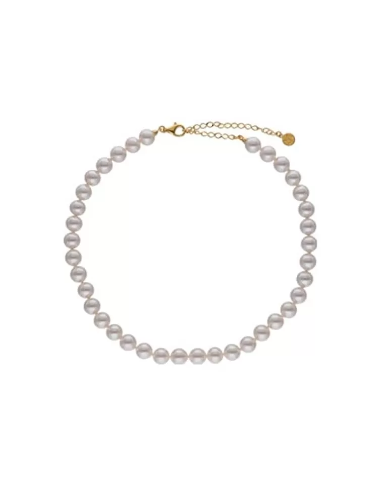 Collares De Perlas Largos | Majorica Collar Ballet Dorado Con Perlas 8Mm