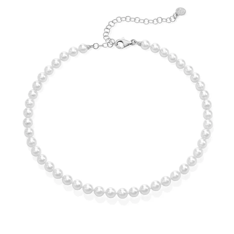 Collares De Perlas Largos | Majorica Collar Ballet Plata Con Perlas 6Mm