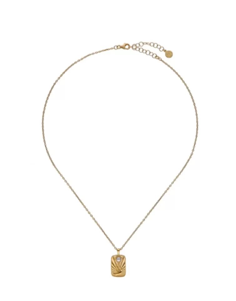 Collares Dorados | Majorica Collar Caelum De Comunion Con Medalla Dorada
