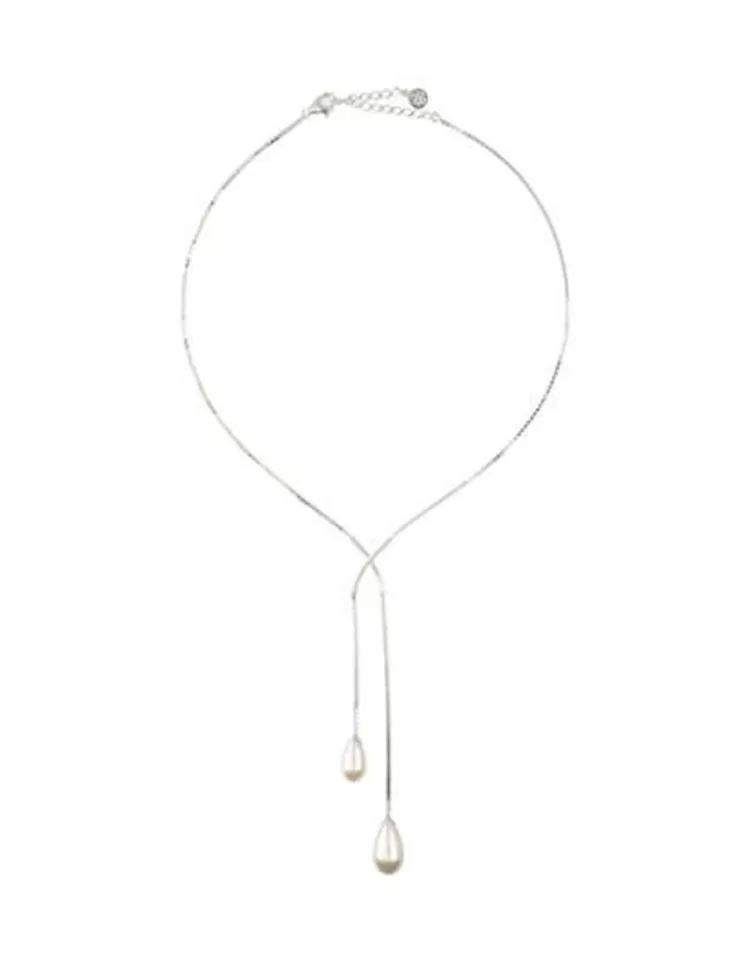 Cadenas Con Perlas | Majorica Collar Corto Elixa En Plata Con Perla Blanca Pera