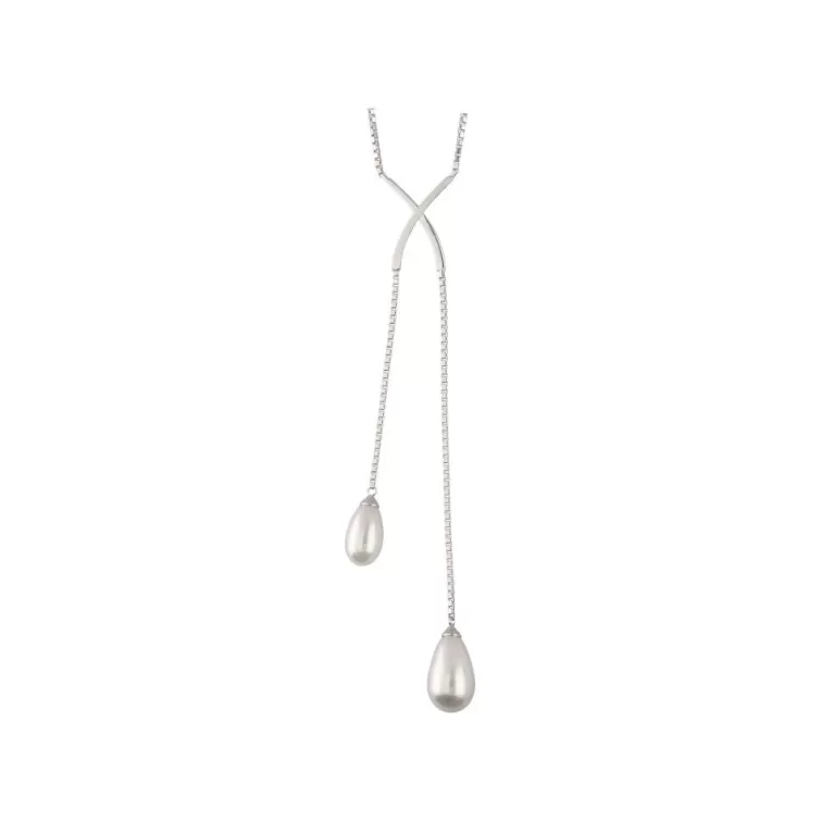 Cadenas Con Perlas | Majorica Collar Corto Elixa En Plata Con Perla Blanca Pera