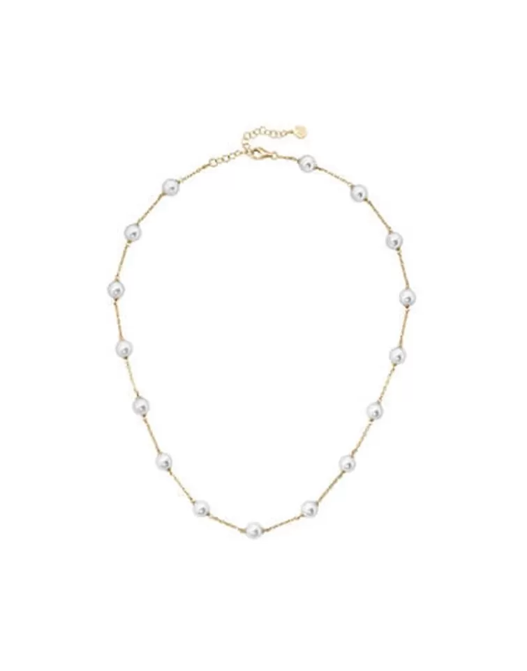 Cadenas Con Perlas | Majorica Collar Corto Ilusion Dorado