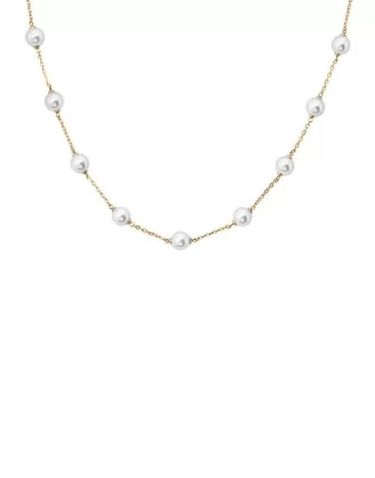 Cadenas Con Perlas | Majorica Collar Corto Ilusion Dorado