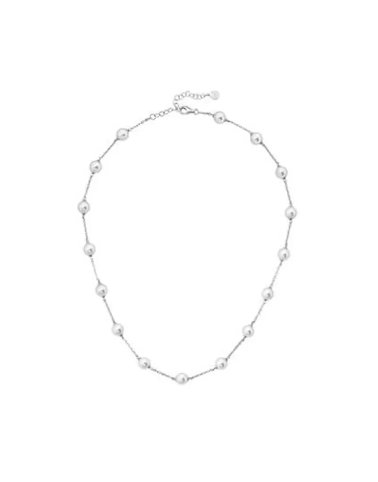 Cadenas Con Perlas | Majorica Collar Corto Ilusion Plata