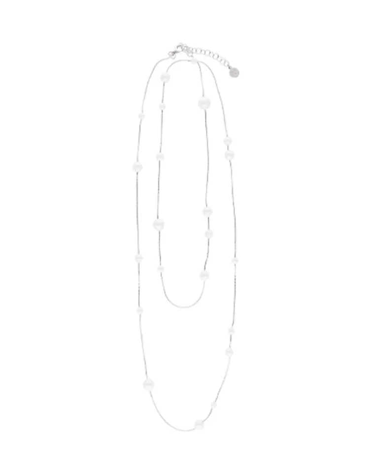 Collares De Perlas Largos | Majorica Collar Dangle Encadenado Con Perlas Redondas 90Cm