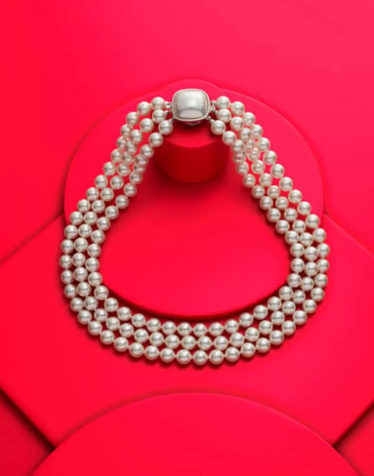 Collares De Perlas Largos | Majorica Collar De Perlas De Tres Vueltas Luna En Plata