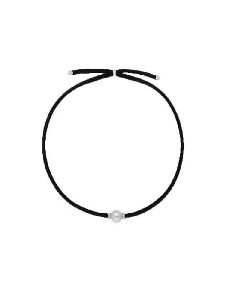 Gargantillas De Perlas | Majorica Collar Elastico Unisex Ajustable Sifnos Negro