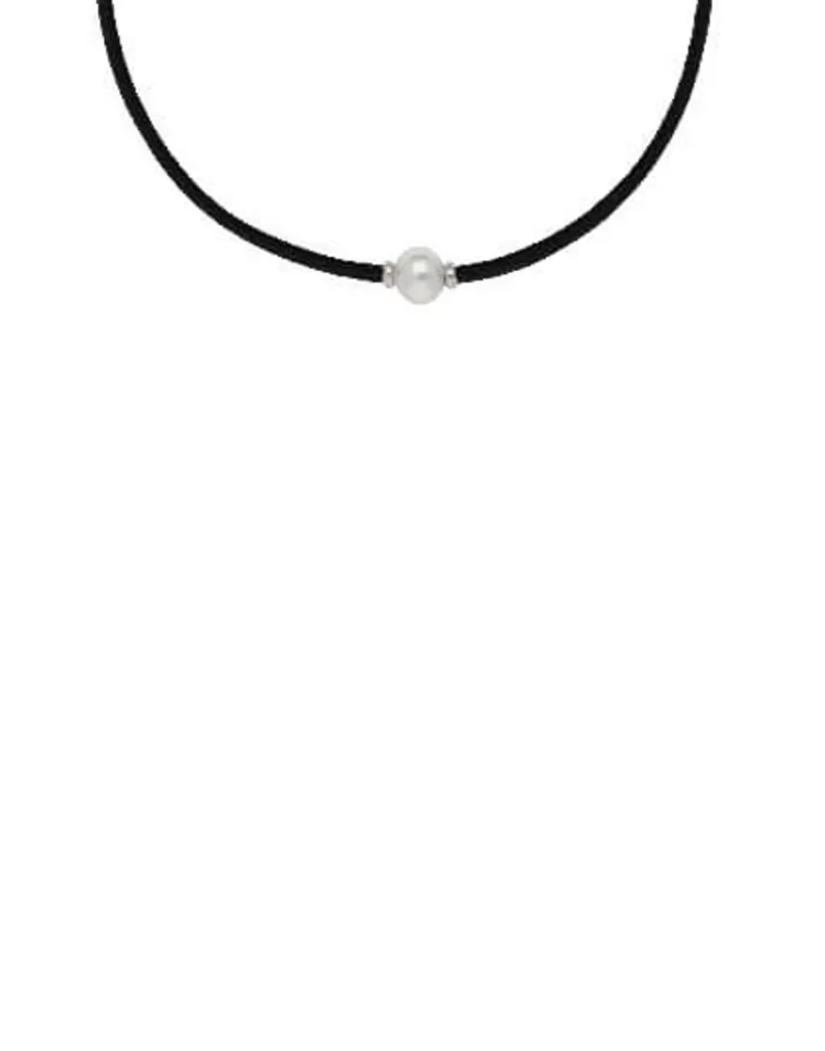 Gargantillas De Perlas | Majorica Collar Elastico Unisex Ajustable Sifnos Negro