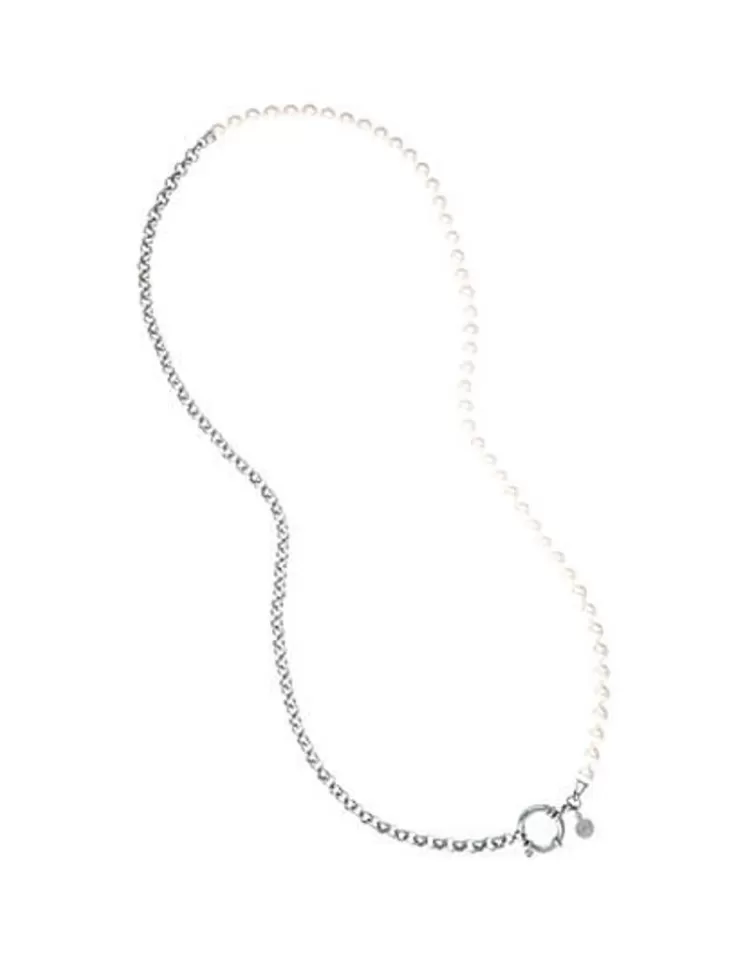 Collares De Perlas Largos | Majorica Collar Ibiza Combinado Perlas Y Acero 70Cm