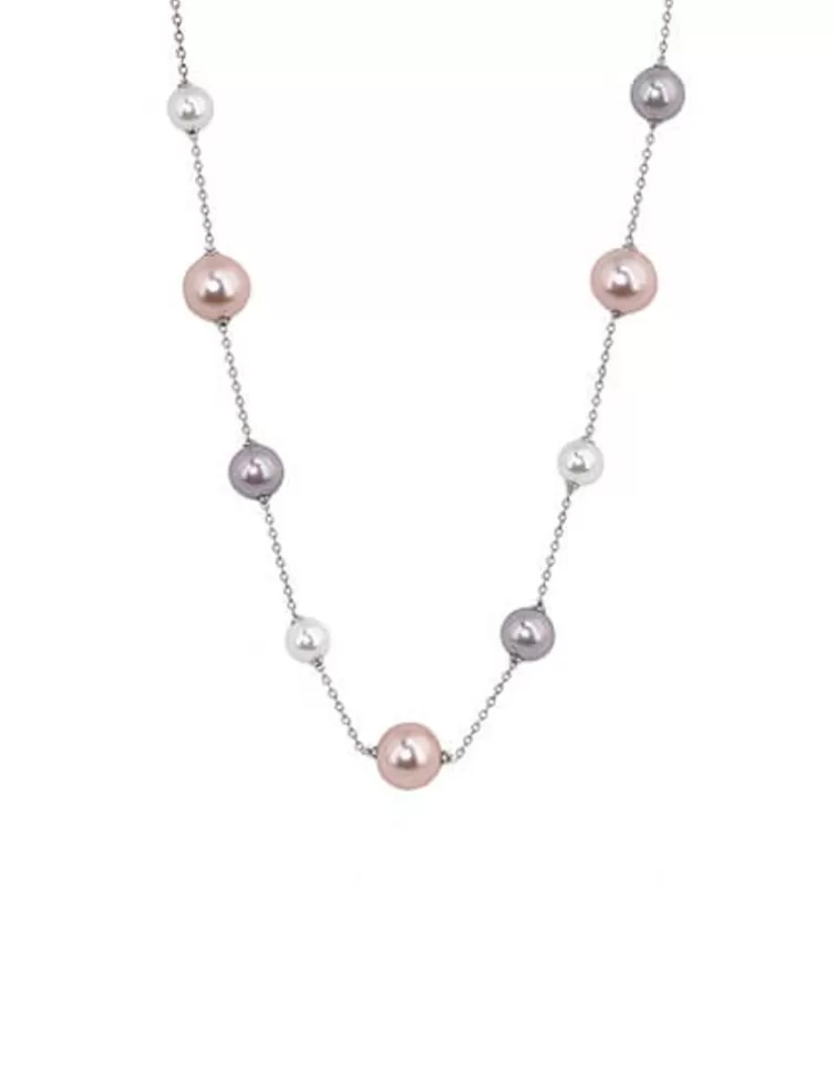 Cadenas Con Perlas | Majorica Collar Ilusion Con Perlas Blancas, Nuage Y Pink