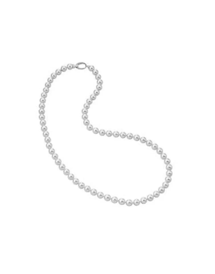 Collares De Perlas Largos | Majorica Collar Largo Lyra Plata 8Mm 80Cm