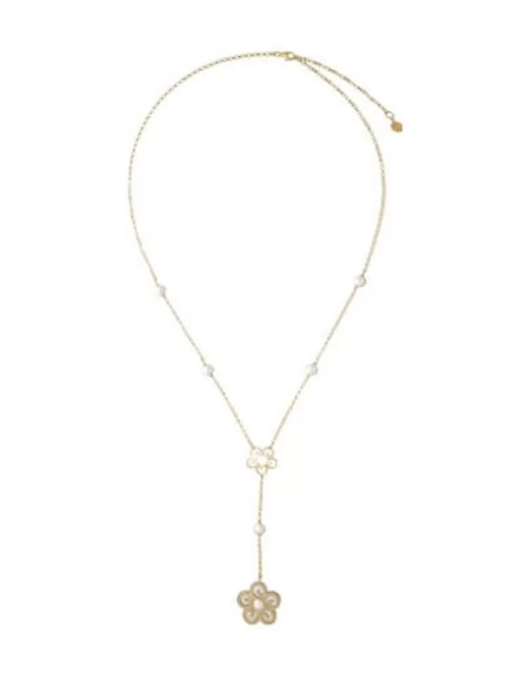 Cadenas Con Perlas | Majorica Collar Largo Roxana Con Flor En Madreperla
