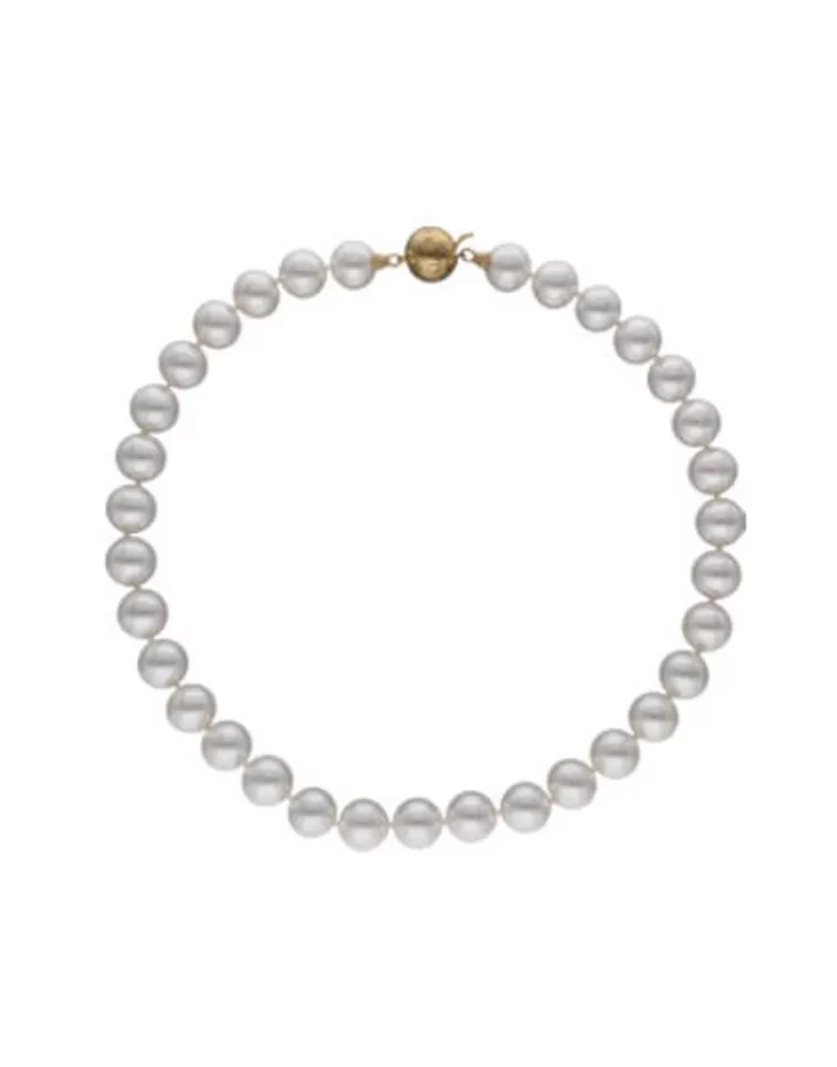 Collares De Perlas Largos | Majorica Collar Lyra Dorado 10Mm 45Cm Cierre Lengueta