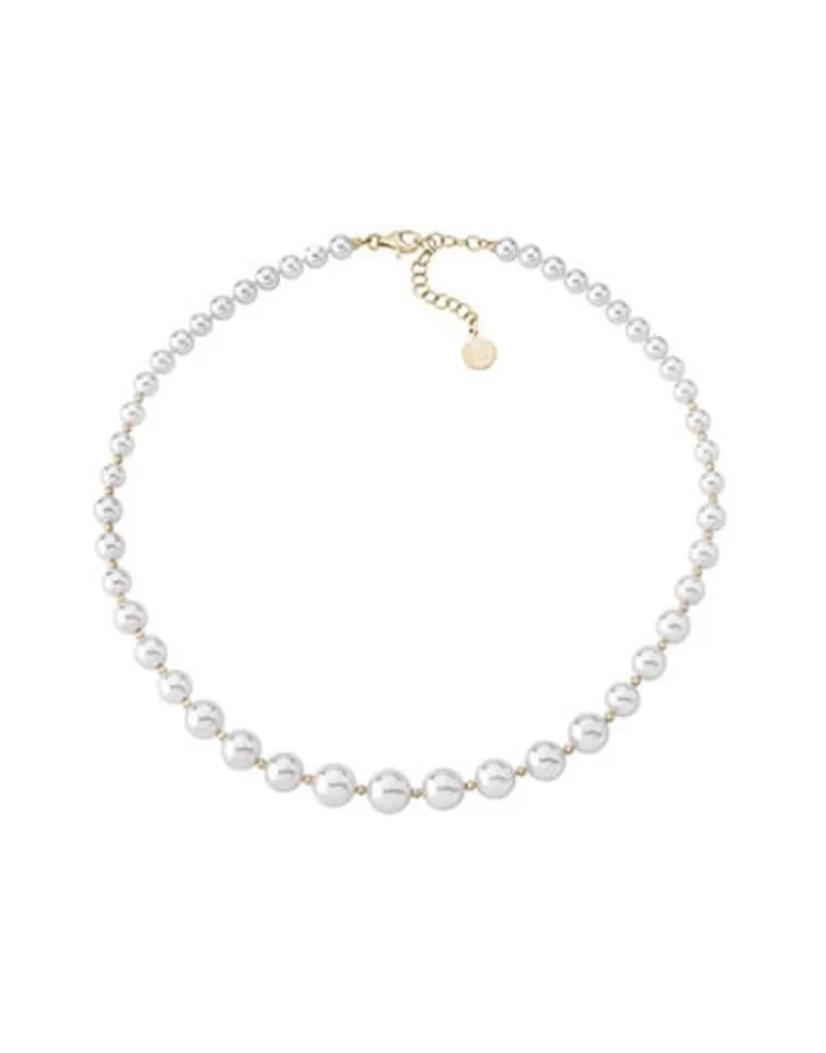 Collares De Perlas Largos | Majorica Collar Lyra Dorado 6/10Mm 43Cm