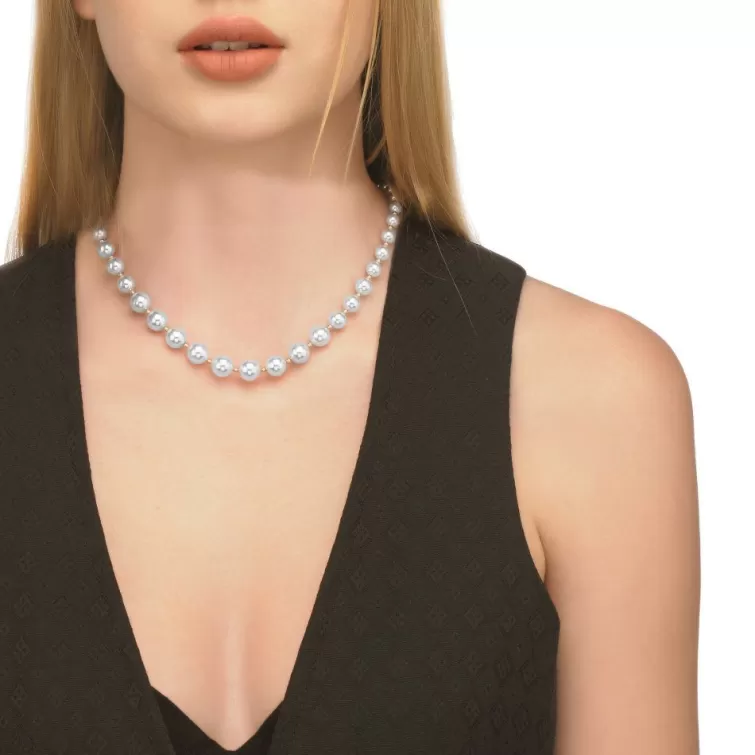 Collares De Perlas Largos | Majorica Collar Lyra Dorado 6/10Mm 43Cm