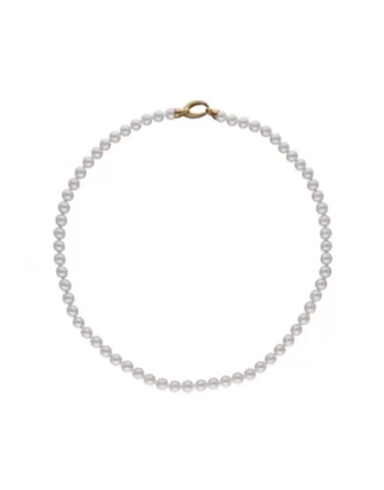 Collares De Perlas Largos | Majorica Collar Lyra Dorado 7Mm 45Cm