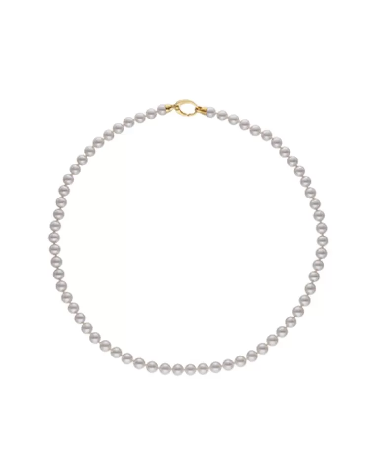 Collares De Perlas Largos | Majorica Collar Lyra Dorado 7Mm 50Cm