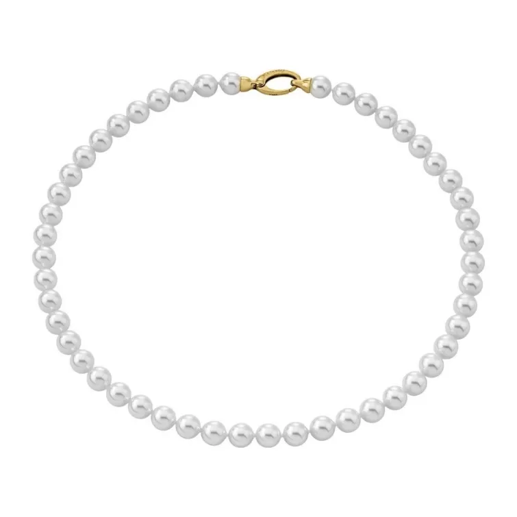 Collares De Perlas Largos | Majorica Collar Lyra Dorado 8Mm 45Cm