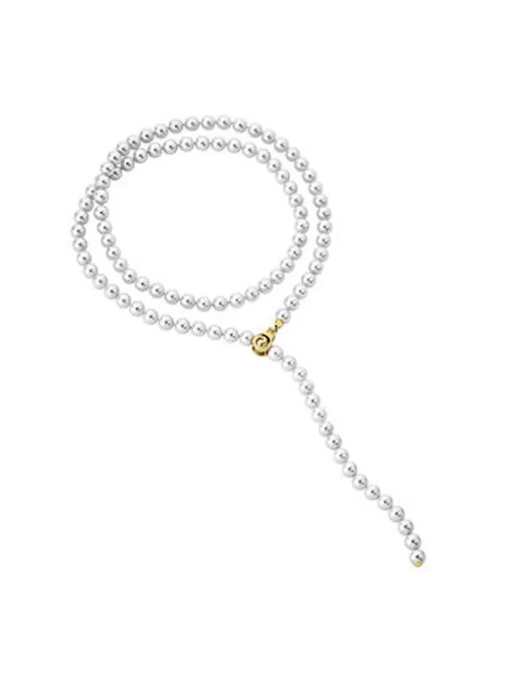Collares De Perlas Largos | Majorica Collar Lyra Dorado 8Mm 90Cm