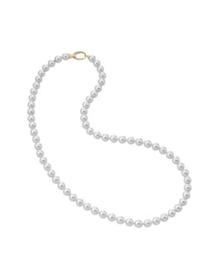 Collares De Perlas Largos | Majorica Collar Lyra Perlas Dorado 10Mm 60Cm