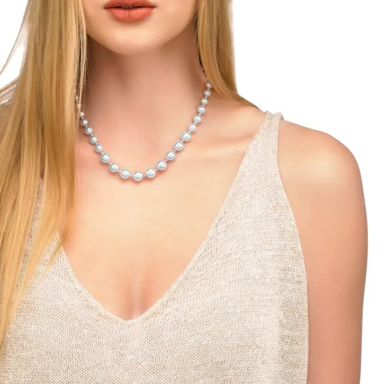 Collares De Perlas Largos | Majorica Collar Lyra Plata 6/10Mm 43Cm